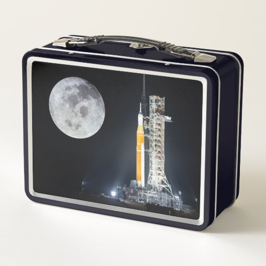 Artemis Moon Rocket bei Morgendämmerung Metall Brotdose (Rückseite)