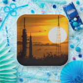 Artemis Moon Rocket bei Morgendämmerung Pappteller (Party)