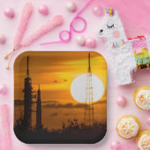 Artemis Moon Rocket bei Morgendämmerung Pappteller (Party)