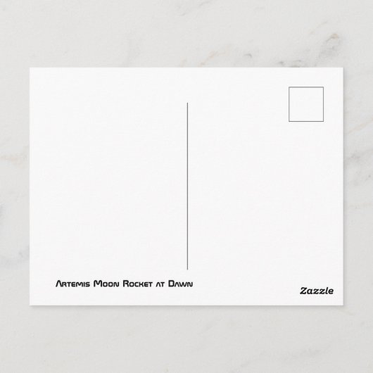 Artemis Moon Rocket bei Morgendämmerung Postkarte (Rückseite)