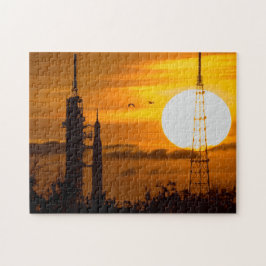 Artemis Moon Rocket bei Morgendämmerung Puzzle
