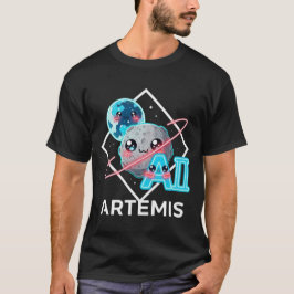 Artemis Neon Logo - Cute Moon Planet Space Art T-Shirt