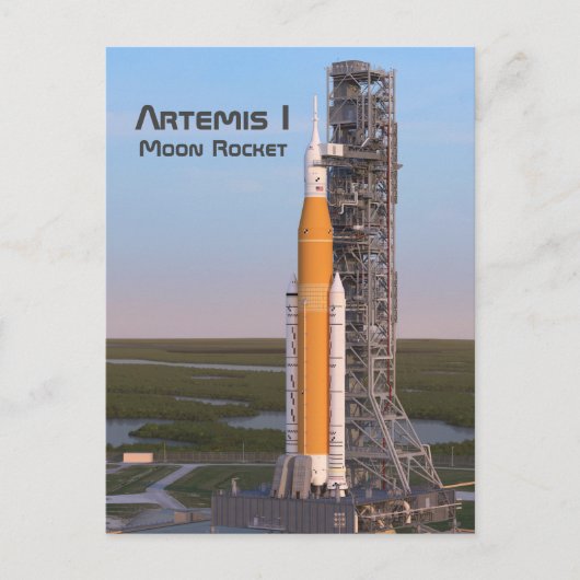 Artemis One Moon Rocket auf Pad Postkarte (Vorderseite)