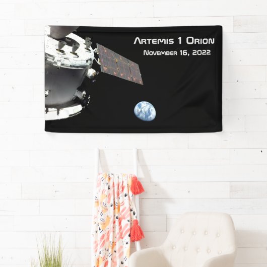 Artemis Orion Spacecraft Blauer Marmor Banner (Insitu)