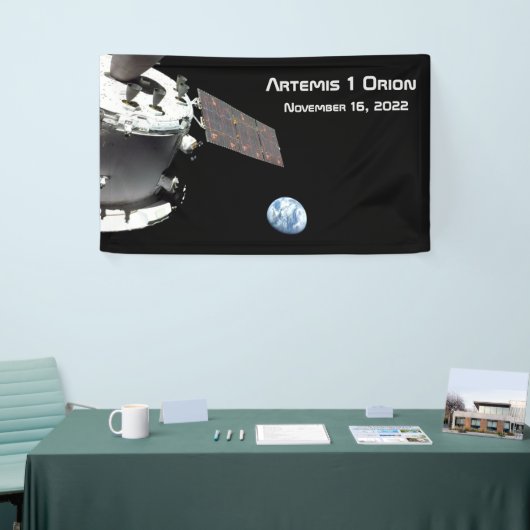 Artemis Orion Spacecraft Blauer Marmor Banner (Messeveranstaltung)