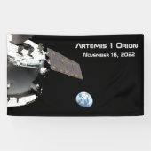 Artemis Orion Spacecraft Blauer Marmor Banner (Horizontal)