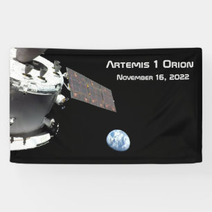Artemis Orion Spacecraft Blauer Marmor Banner