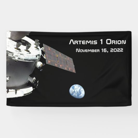 Artemis Orion Spacecraft Blauer Marmor Banner (Horizontal)