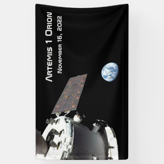 Artemis Orion Spacecraft Blauer Marmor Banner (Vertikal)