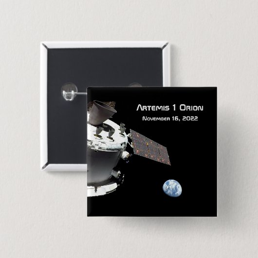 Artemis Orion Spacecraft Blauer Marmor Button (Vorne & Hinten)