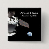 Artemis Orion Spacecraft Blauer Marmor Button (Vorderseite)