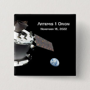 Artemis Orion Spacecraft Blauer Marmor Button