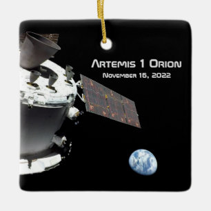 Artemis Orion Spacecraft Blauer Marmor Keramikornament
