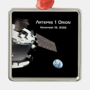 Artemis Orion Spacecraft Blauer Marmor Ornament Aus Metall