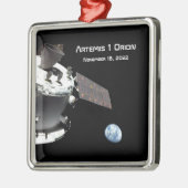 Artemis Orion Spacecraft Blauer Marmor Ornament Aus Metall (Links)