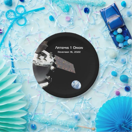 Artemis Orion Spacecraft Blauer Marmor Pappteller (Party)