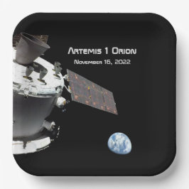 Artemis Orion Spacecraft Blauer Marmor Pappteller