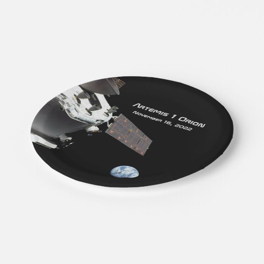 Artemis Orion Spacecraft Blauer Marmor Pappteller (Schrägansicht)
