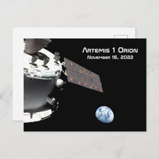 Artemis Orion Spacecraft Blauer Marmor Postkarte (Vorne/Hinten)