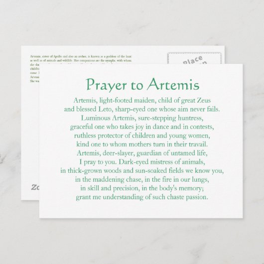 Artemis Postcard Postkarte (Vorne/Hinten)