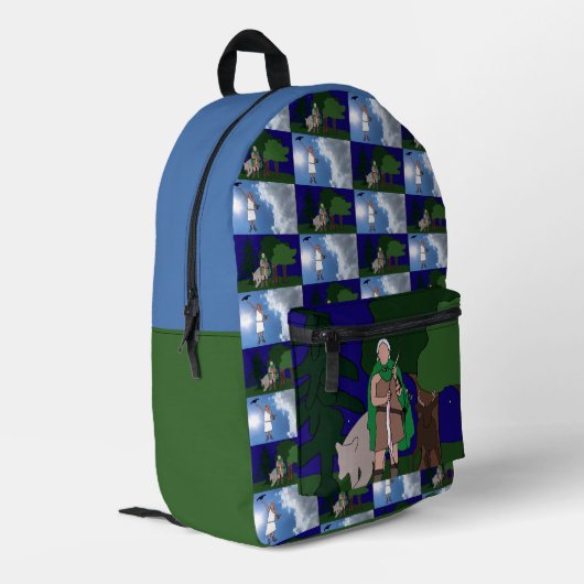 Artemis und Apollo-Rucksack Bedruckter Rucksack (Rückseitige Ecke links)