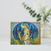 Artemis with Deer and Bow in a Starry Forest Night Postkarte (Stehend Vorderseite)