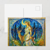 Artemis with Deer and Bow in a Starry Forest Night Postkarte (Vorne/Hinten)