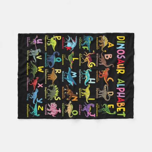 Arten von Dinosauriern Alphabet A-z ABC Dino Ident Fleecedecke (Vorderseite (Horizontal))