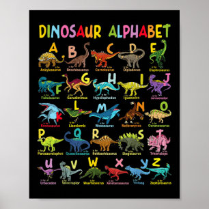 Arten von Dinosauriern Alphabet A-z ABC Dino Ident Poster