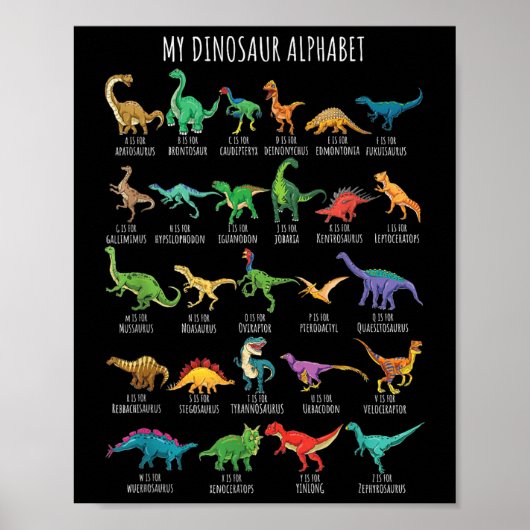 Arten von Dinosauriern Alphabet A-z ABC Dino Ident Poster (Vorne)