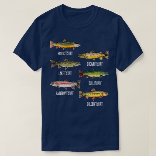 Arten von Forellenfischen Art Fischgeschenk T-Shirt (Design vorne)