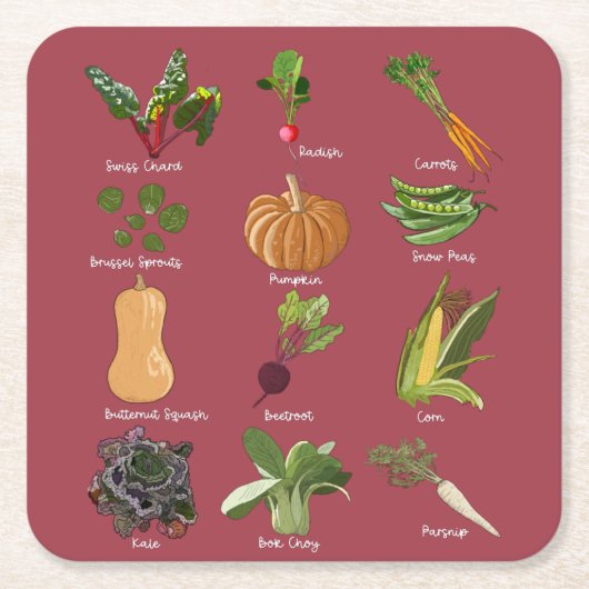 Arten von Herbst Veggies fallen Gemüseernte Rechteckiger Pappuntersetzer (Vorderseite)