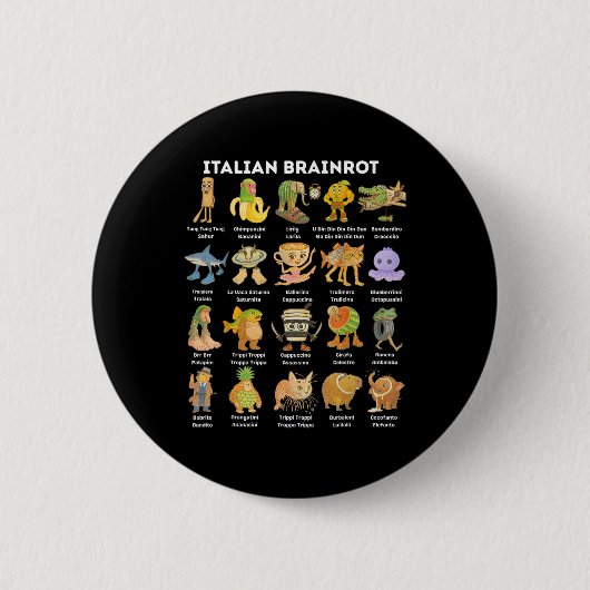Arten von italienischen Brainrot-Meme-Charakter-Ha Button (Vorderseite)