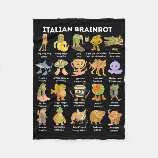 Arten von italienischen Brainrot-Meme-Charakter-Ha Fleecedecke (Vorderseite)