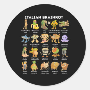 Arten von italienischen Brainrot-Meme-Charakter Ha Runder Aufkleber
