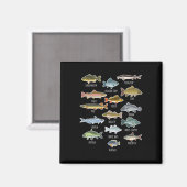 Arten von Süßwasserfischen Magnet (Vorderseite/Rückseite)