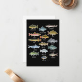 Arten von Süßwasserfischen Mitteilungskarte (Vorderseite/Rückseite Beispiel)