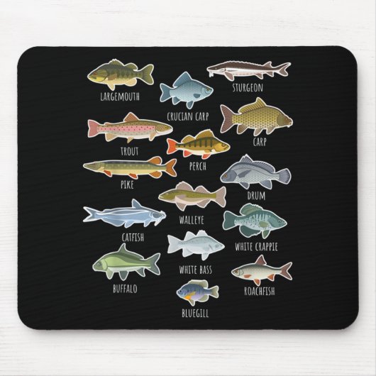 Arten von Süßwasserfischen Mousepad (Vorne)