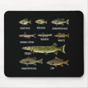 Arten von Süßwasserfischen Sorten Spezies Angeln Mousepad