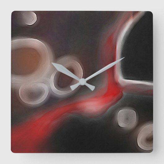 Arterielle Motive: Abstrakt Schwarz, Weiß und Rot Quadratische Wanduhr (Vorderseite)