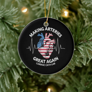 Arterien wieder groß machen Herzkatheterlabor  Keramik Ornament