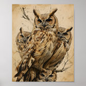 Artful Owls Vintag Poster (Vorne)