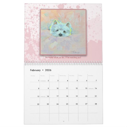 Artful Westie calendar by Deborah Borgo Kalender (Feb 2026)