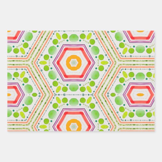 Artgul hexagon Aquarell Geschenkpapier Set (Vorderseite)