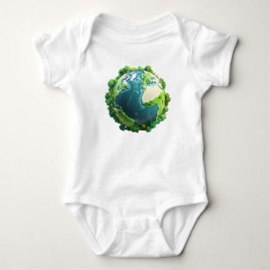 Arth Day - Grüne und blaue Erde mit Bäumen Baby Strampler