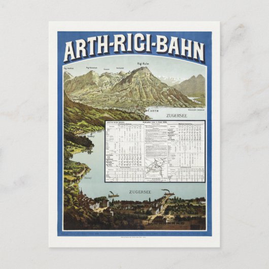 Arth Rigi Bahn Schweiz Vintage Poster 1892 Postkarte (Vorderseite)