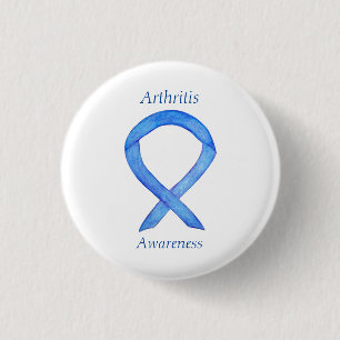 Arthritis Awareness Blue Ribbon Custom Button