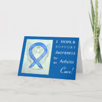Arthritis Awareness Blue Ribbon Grußkarte