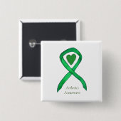 Arthritis Awareness Heart Ribbon Buttone Button (Vorne & Hinten)