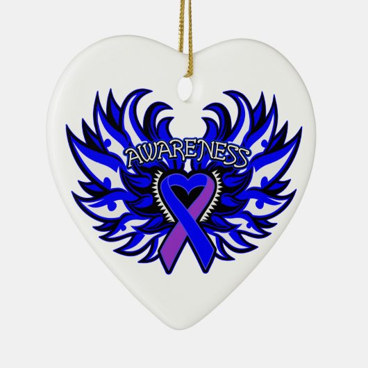 Arthritis-Bewusstseins-Herz-Flügel Keramik Ornament (Rechts)